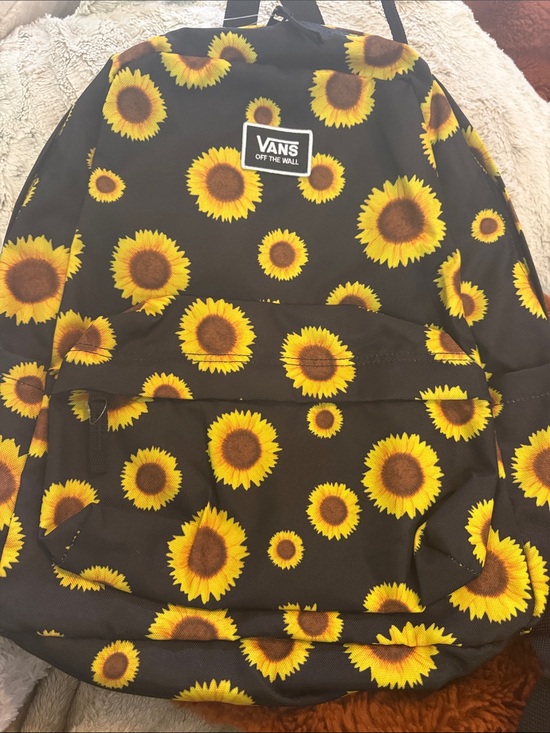 Vans Handbags - Vans Black Backpack with Yellow Sunflower Print